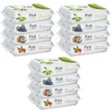 Pure Baby Wipes Islak Havlu Mendil 50 Yaprak 12 'li Set (600 Yaprak) (Meyveli)