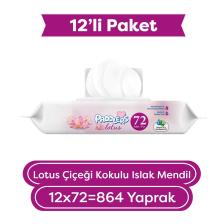 Paddlers Lotus Çiçeği Kokulu Islak Mendil 12x72 li Koli (864 Yaprak)