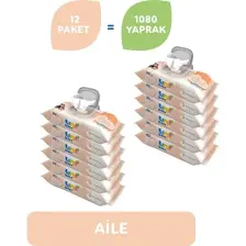 Uni Baby Aile 90 Yaprak 12'li Paket Islak Mendil