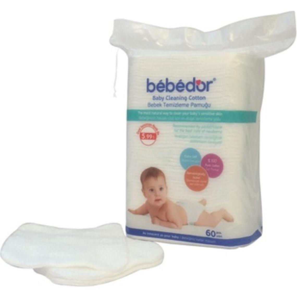 Bebedor Bebek Temizleme Pamuğu 60 Adet – %100 Saf Pamuk, Parfüm ve Boya İçermeyen, Hassas Ciltler İçin Doğal Bakım