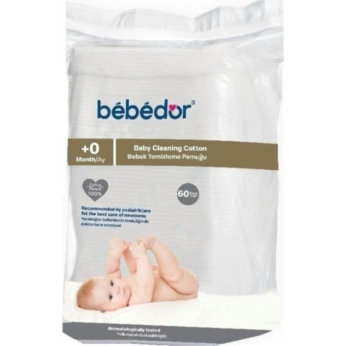 Bebedor Bebek Temizleme Pamuğu 60 Adet – %100 Saf Pamuk, Parfüm ve Boya İçermeyen, Hassas Ciltler İçin Doğal Bakım
