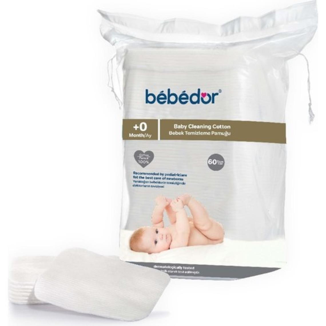 Bebedor Bebek Temizleme Pamuğu 60 Adet – %100 Saf Pamuk, Parfüm ve Boya İçermeyen, Hassas Ciltler İçin Doğal Bakım