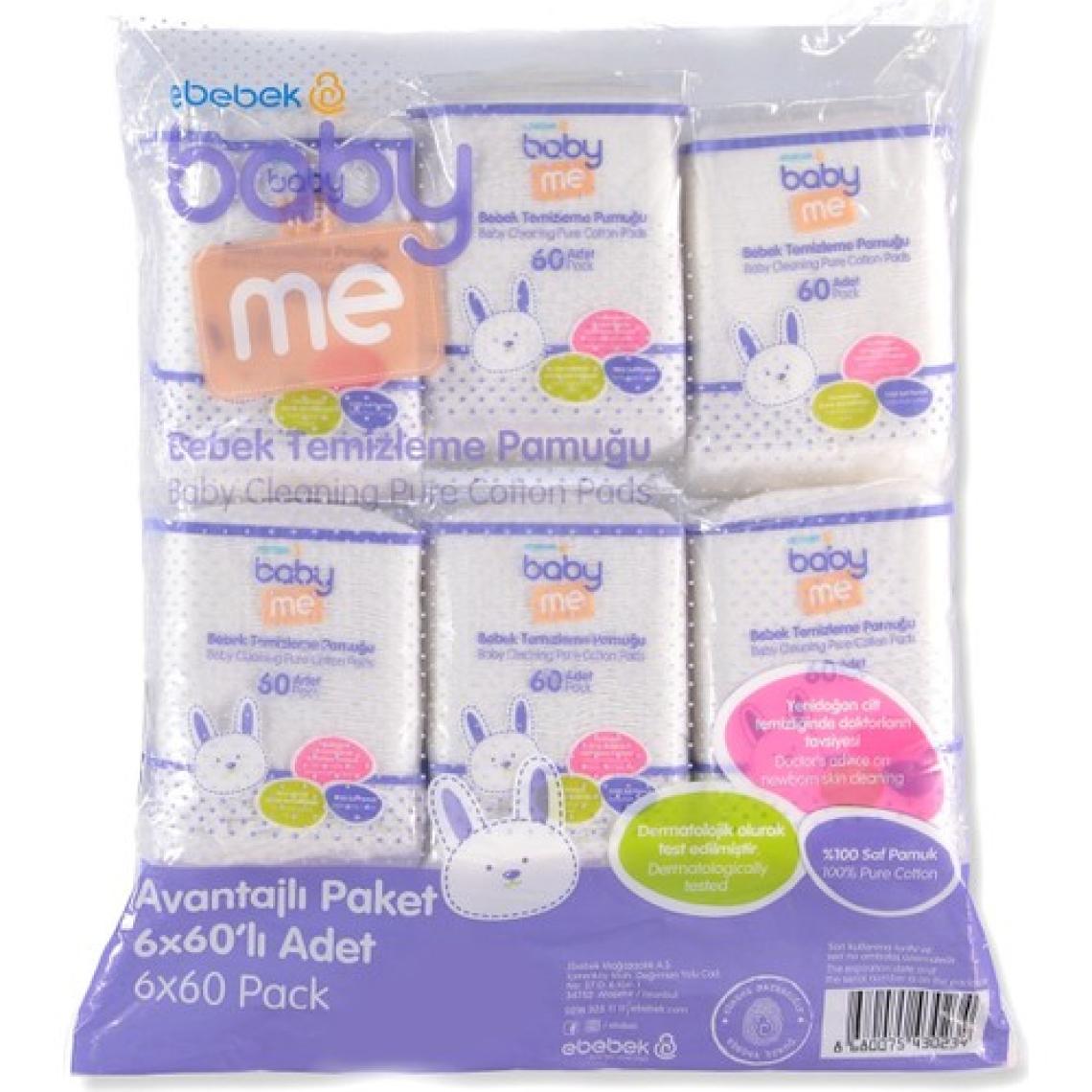Baby&Me 60'lı 6 Paket Bebek Temizleme Pamuğu