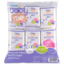 Baby&amp;Me 60'lı 6 Paket Bebek Temizleme Pamuğu