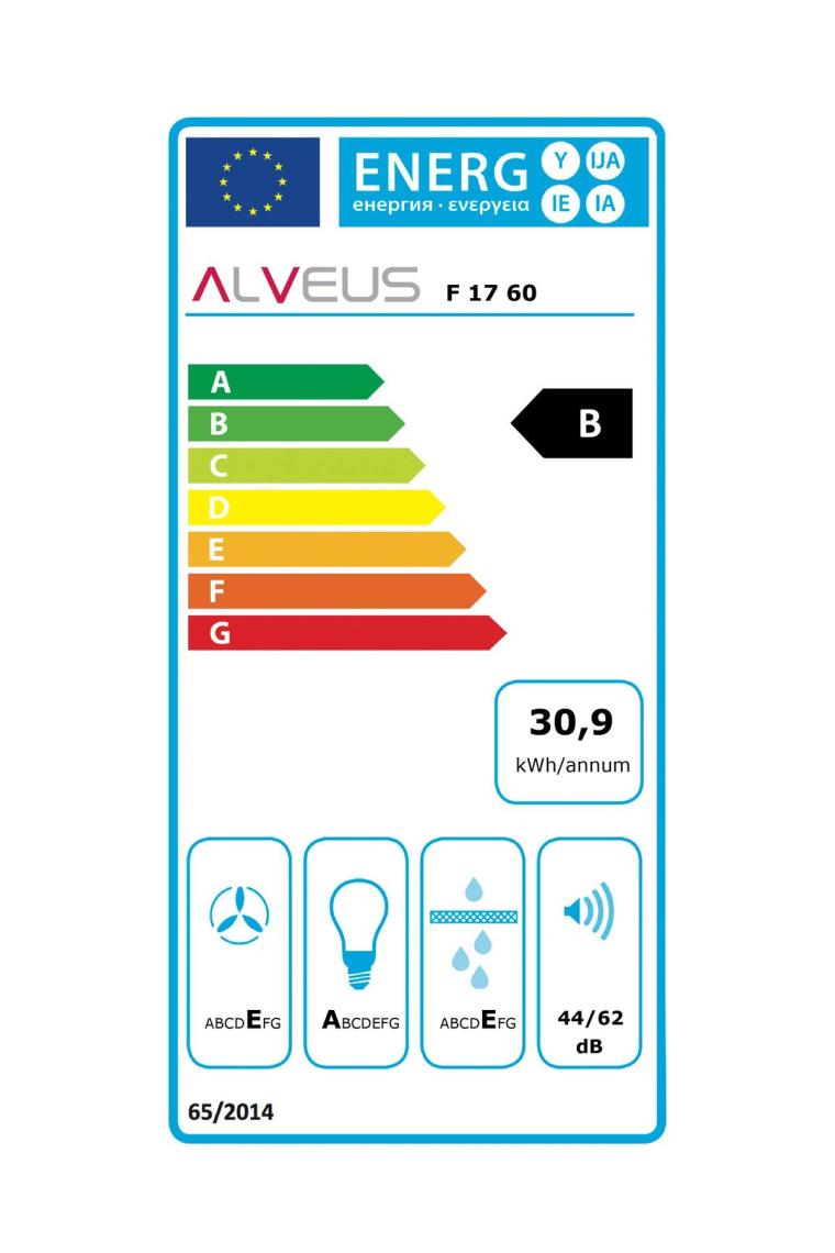 Alveus Mod F17 Duvar Tipi Davlumbaz - Beyaz Alüminyum Filtre ile 450 m³/s Yüksek Emiş Gücü ve Sessiz Çalışma