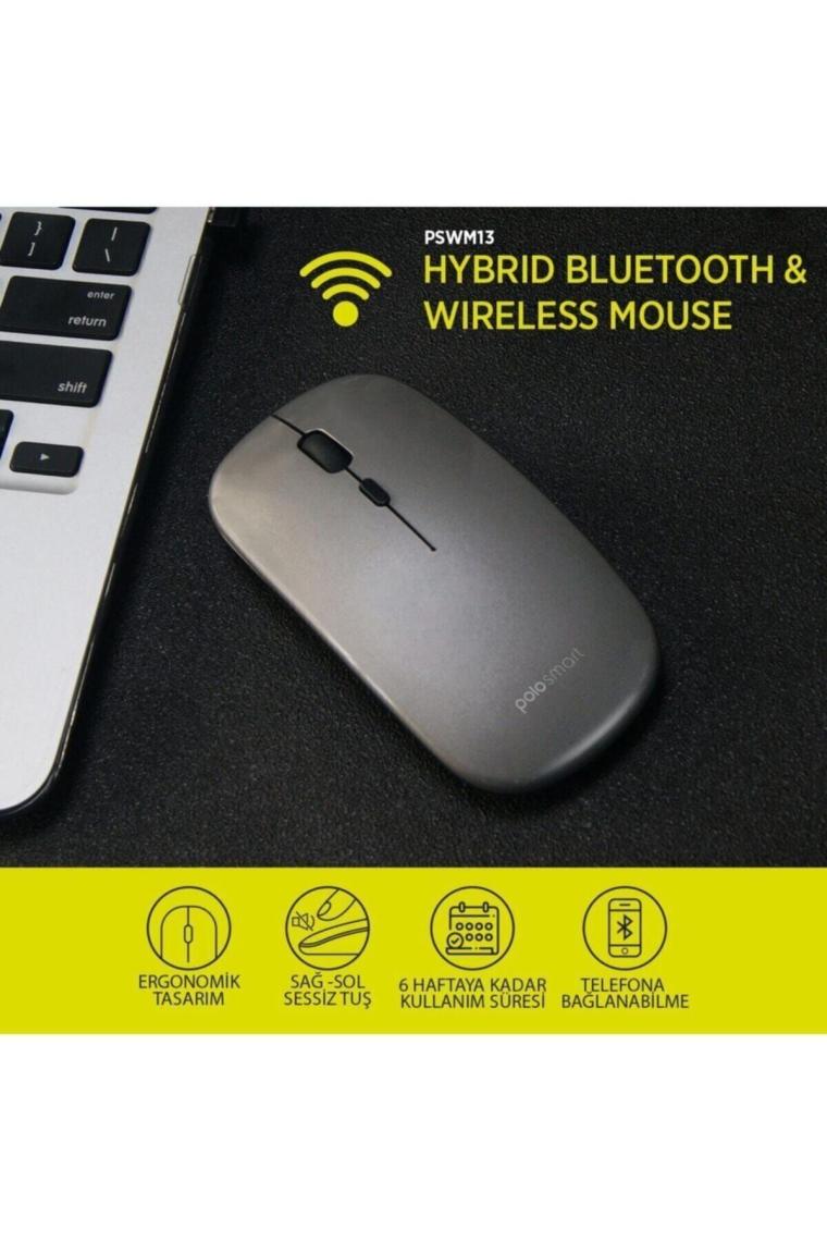 Pswm13 Hybrid Bluetooth & Wireless Şarj Edilebilir Mouse K.gri