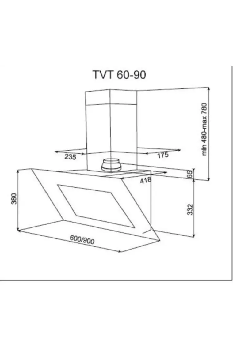 Teka TVT 60.1 Duvar Tipi Davlumbaz 800 m³/h Siyah Cam 60 cm 40495000