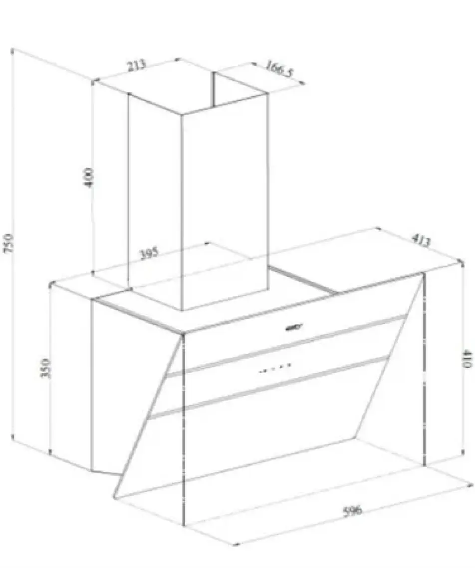 Esty 3473 Plus 60 cm Dekoratif Cam Davlumbaz