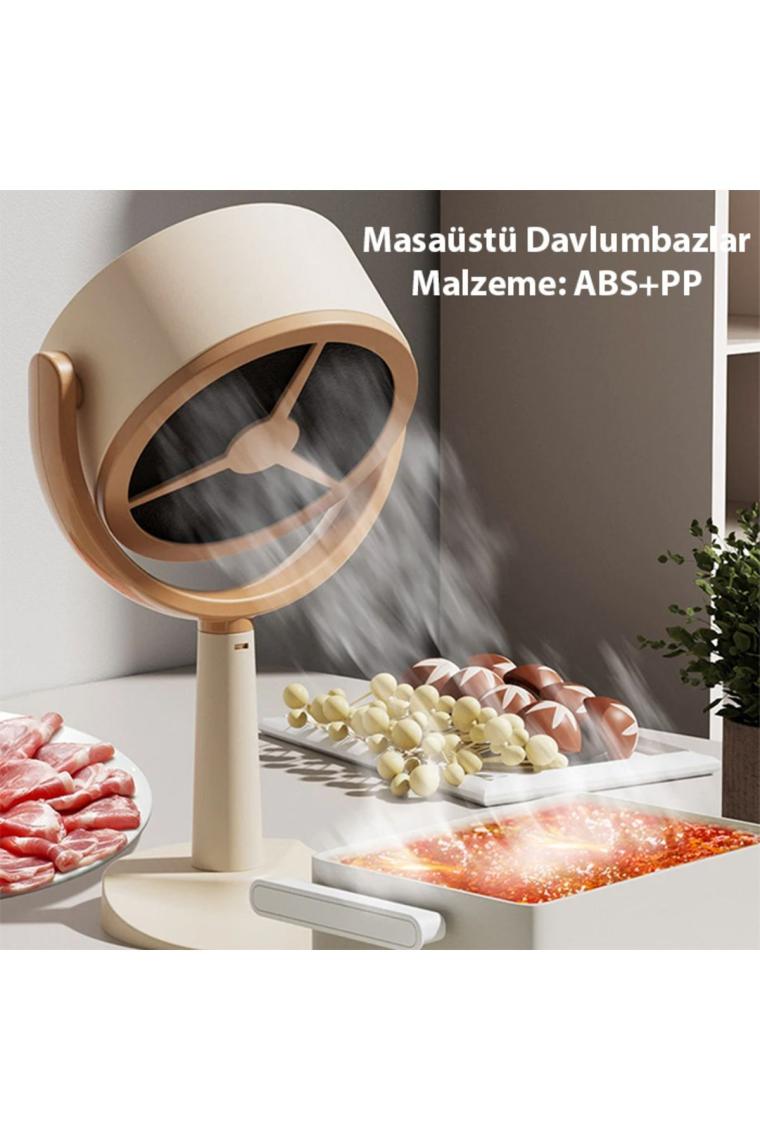 Taşınabilir Şarjlı Masaüstü Filtreli Davlumbaz Koku Giderici KREM