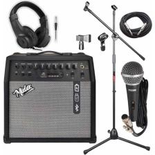 Midex Mga-50-Pak Elektro Gitar Amfisi 50 Watt USB Bluetooth Şarjlı 4 Girişli (Mikrofon Kulaklık Stand Kablo)