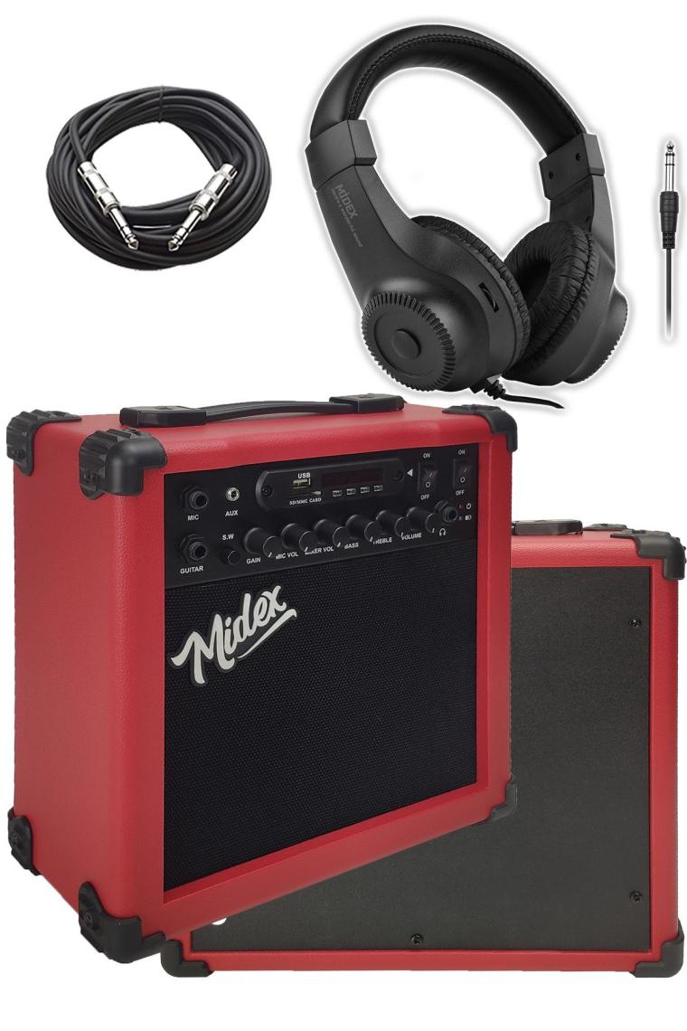 Midex Mga-25rdbt-hd Şarjlı Elektro Gitar Amfisi 25 Watt Usb Bluetooth Distortion Kulaklık Ve Kablo