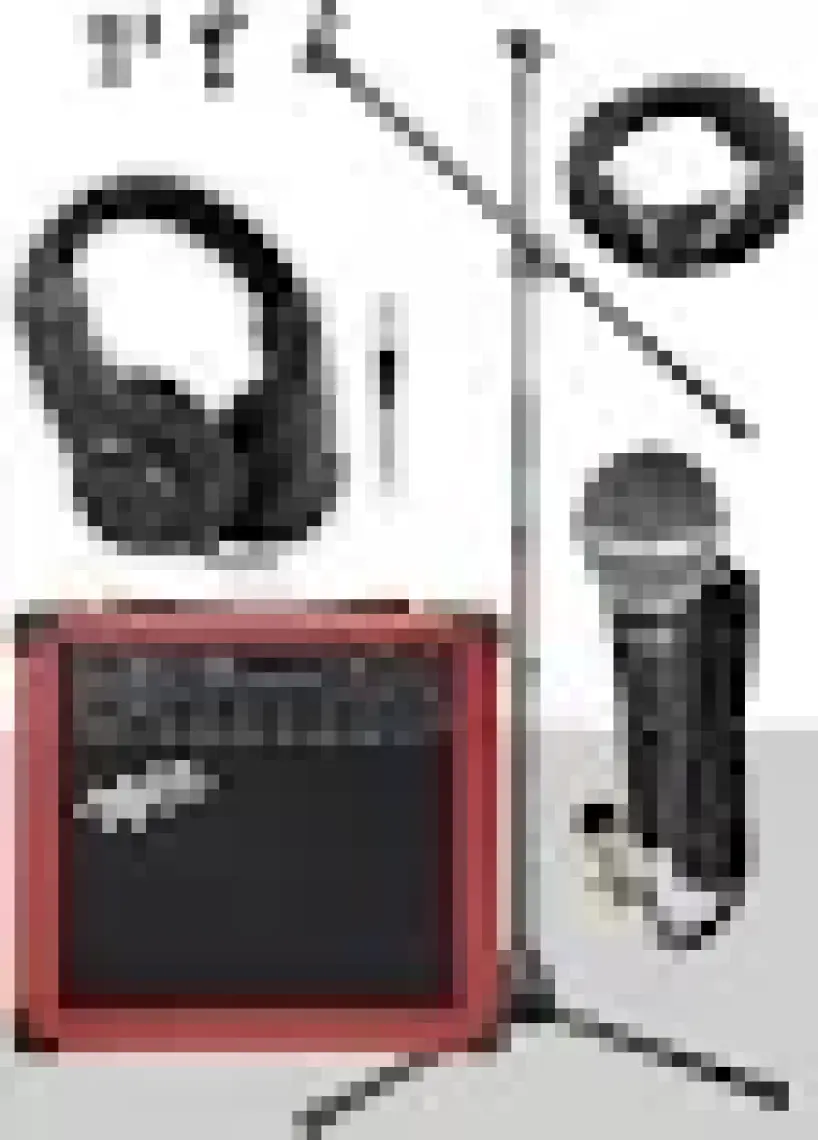 Midex MGA-25RD-PAK Elektro Gitar Amfisi 25 Watt USB Bluetooth ve Şarjlı (Amfi Mikrofon Stand Kulaklık Jack Kablo)