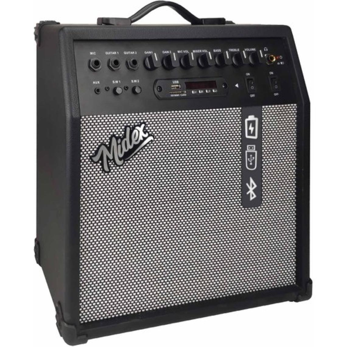 Midex MGA-50USB-BT Elektro Gitar Amfisi 50 Watt USB Bluetooth Şarjlı 4 Girişli