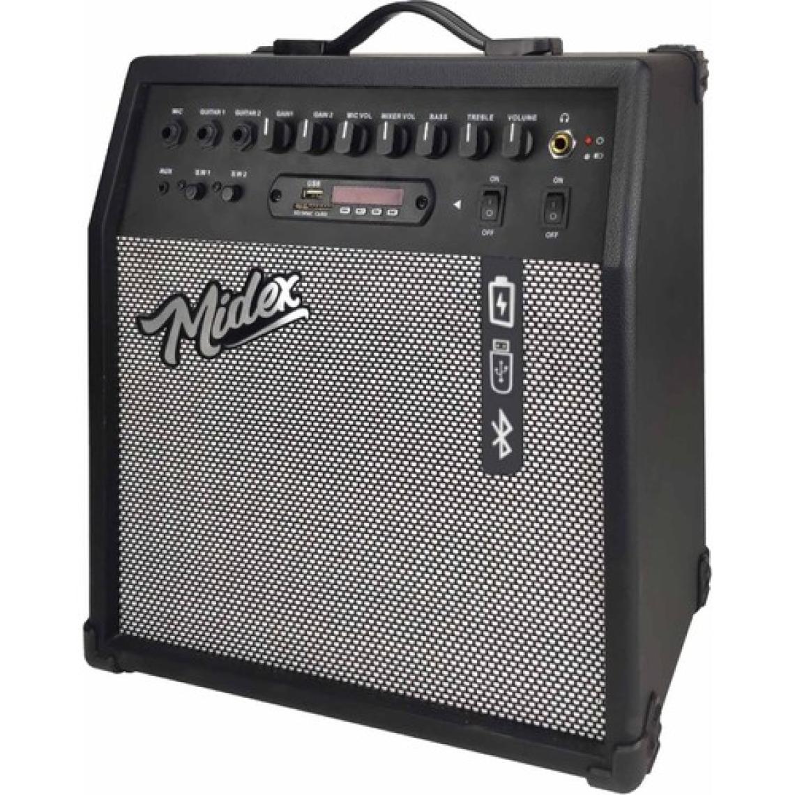 Midex MGA-50USB-BT Elektro Gitar Amfisi 50 Watt USB Bluetooth Şarjlı 4 Girişli