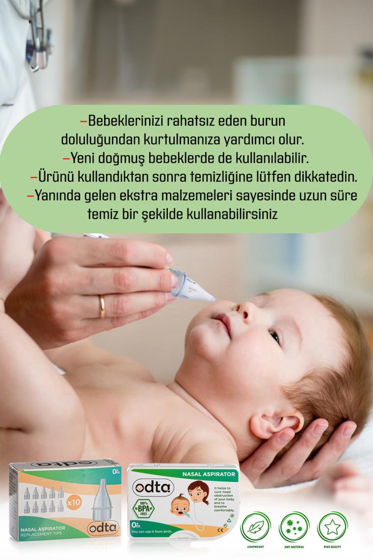 Odta 40 Adet  Bebek Burun Aspiratörü Yedek Ucu | Nazal Aspiratör Ucu