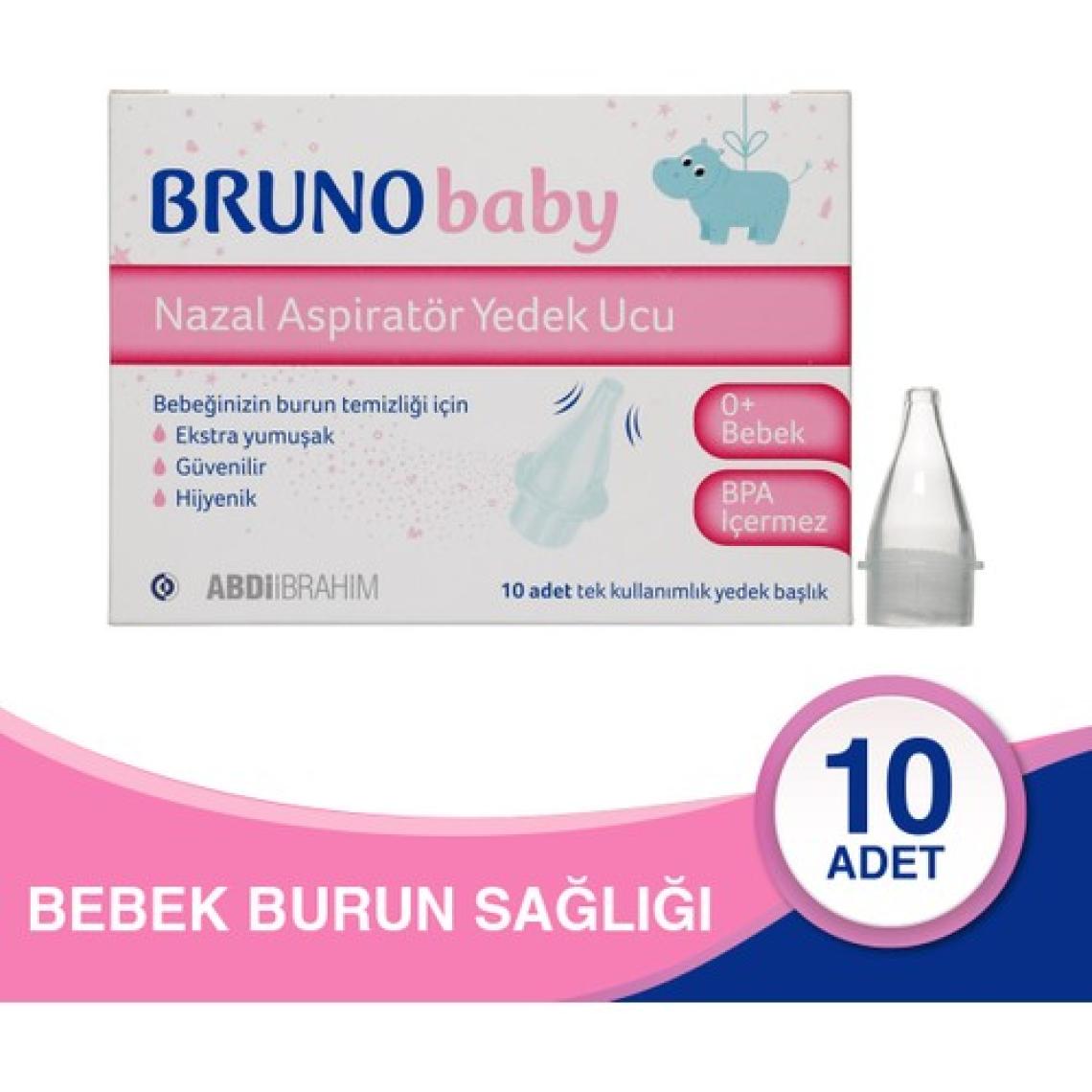 Bruno Baby Nazal Aspiratör Yedek Uçlar - Yumuşak, BPA İçermeyen, 10 Adet, Manuel ve Taşınabilir Kullanım İçin