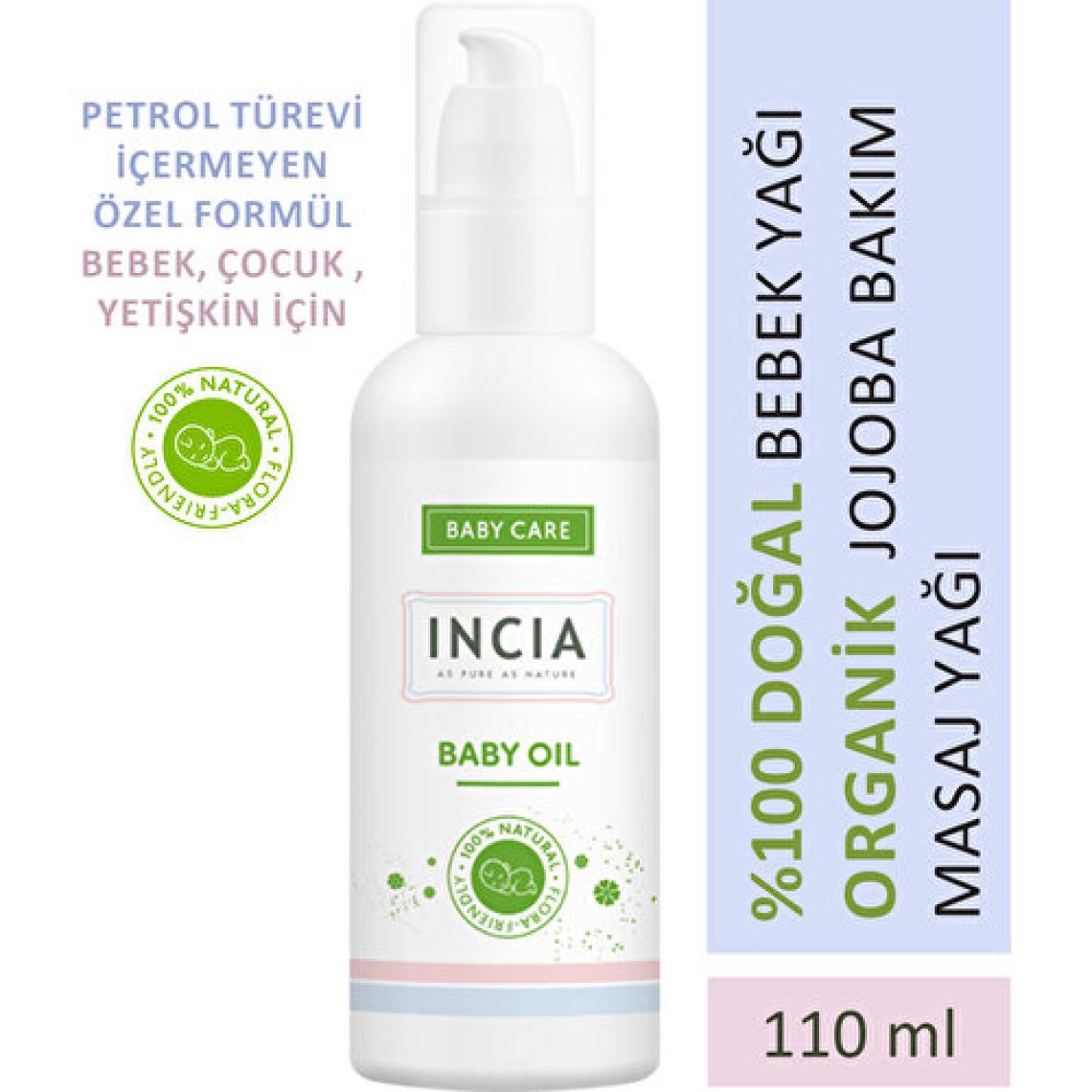 INCIA %100 Doğal Bebek Yağı Organik Jojoba Bakım Masaj Yağı Parafinsiz Bitkisel Vegan 110 ml