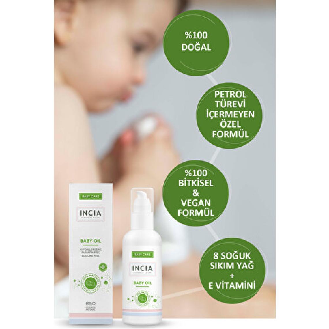 INCIA %100 Doğal Bebek Yağı Organik Jojoba Bakım Masaj Yağı Parafinsiz Bitkisel Vegan 110 ml