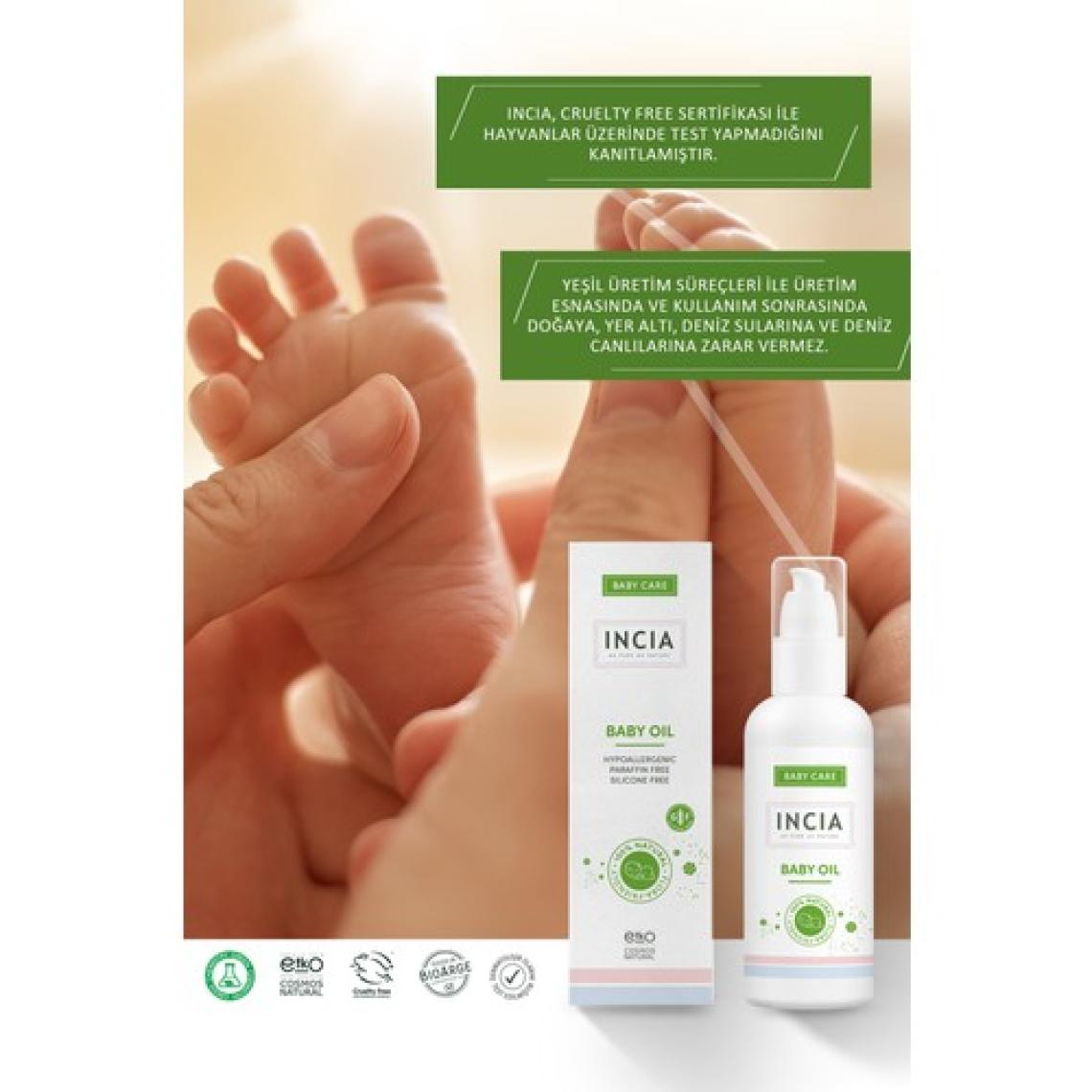 INCIA %100 Doğal Bebek Yağı Organik Jojoba Bakım Masaj Yağı Parafinsiz Bitkisel Vegan 110 ml