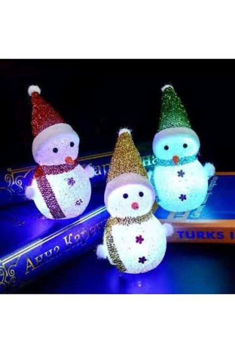 Süsle Bebek ve Parti Renk Değiştiren Pilli, Led Kardan Adam - 15cm x 6cm