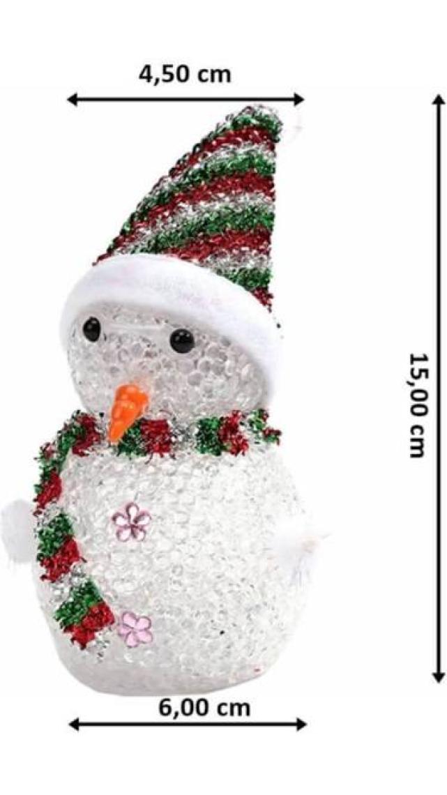 Süsle Bebek ve Parti Renk Değiştiren Pilli, Led Kardan Adam - 15cm x 6cm