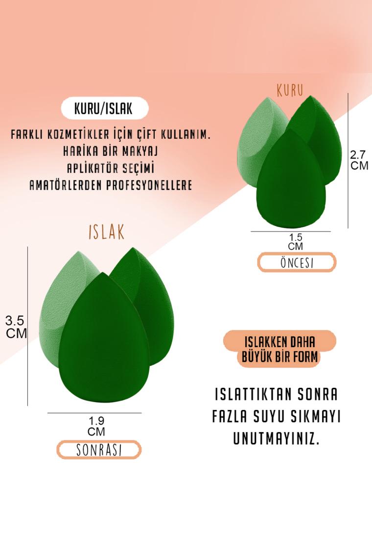 MUJGAN 4'lü Standlı Makyaj Süngeri Seti Yeşil Renk