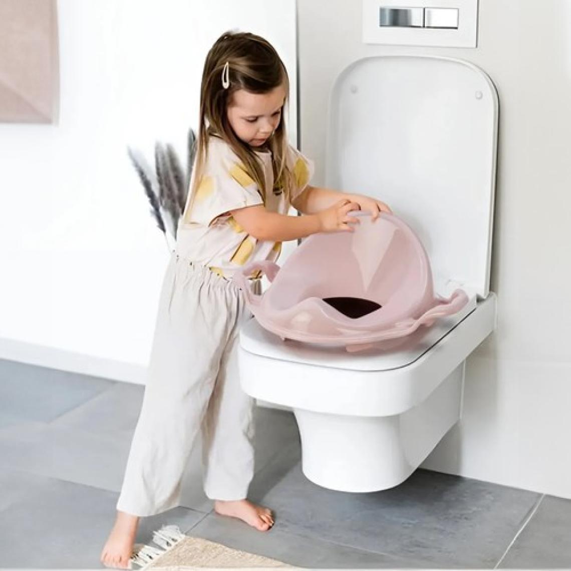 Meleni Baby Çocuklar Için Tuvalet Eğitim Seti- Kaydırmaz Katlı Basamak ve Kulplu Klozet Adaptörü Pembe