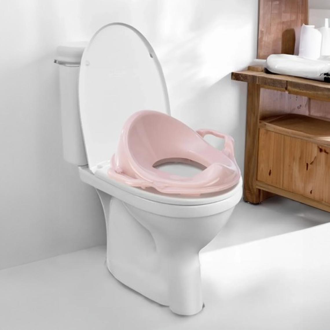 Meleni Baby Çocuklar Için Tuvalet Eğitim Seti- Kaydırmaz Katlı Basamak ve Kulplu Klozet Adaptörü Pembe