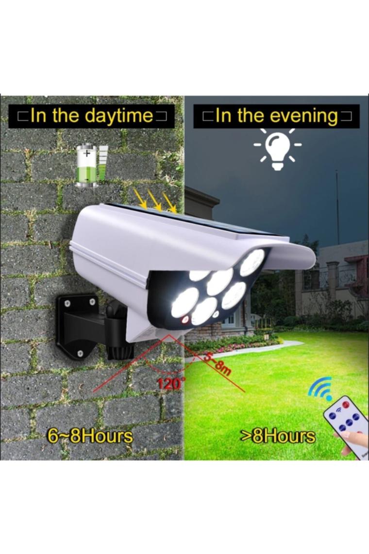 Güneş Enerjili Solar 77 Led Hareket Sensörlü Kumandalı Caydırıcı Sahte Kamera
