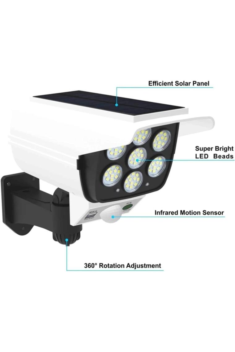 Güneş Enerjili Solar 77 Led Hareket Sensörlü Kumandalı Caydırıcı Sahte Kamera