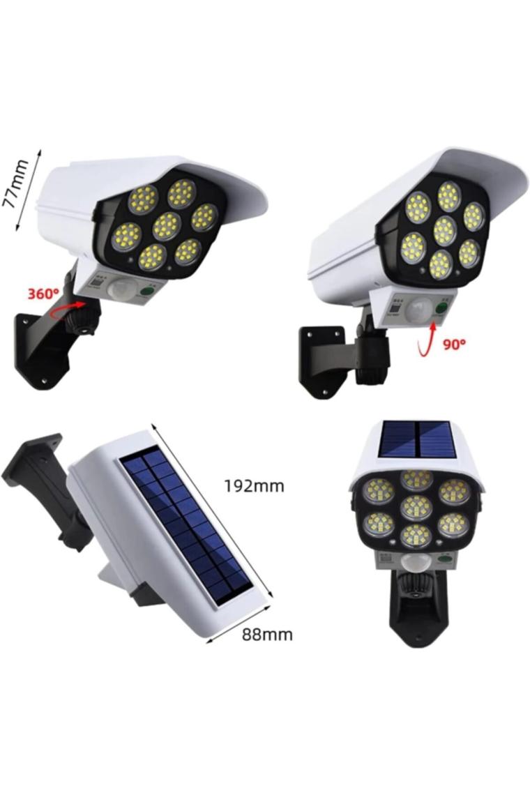 Güneş Enerjili Solar 77 Led Hareket Sensörlü Kumandalı Caydırıcı Sahte Kamera