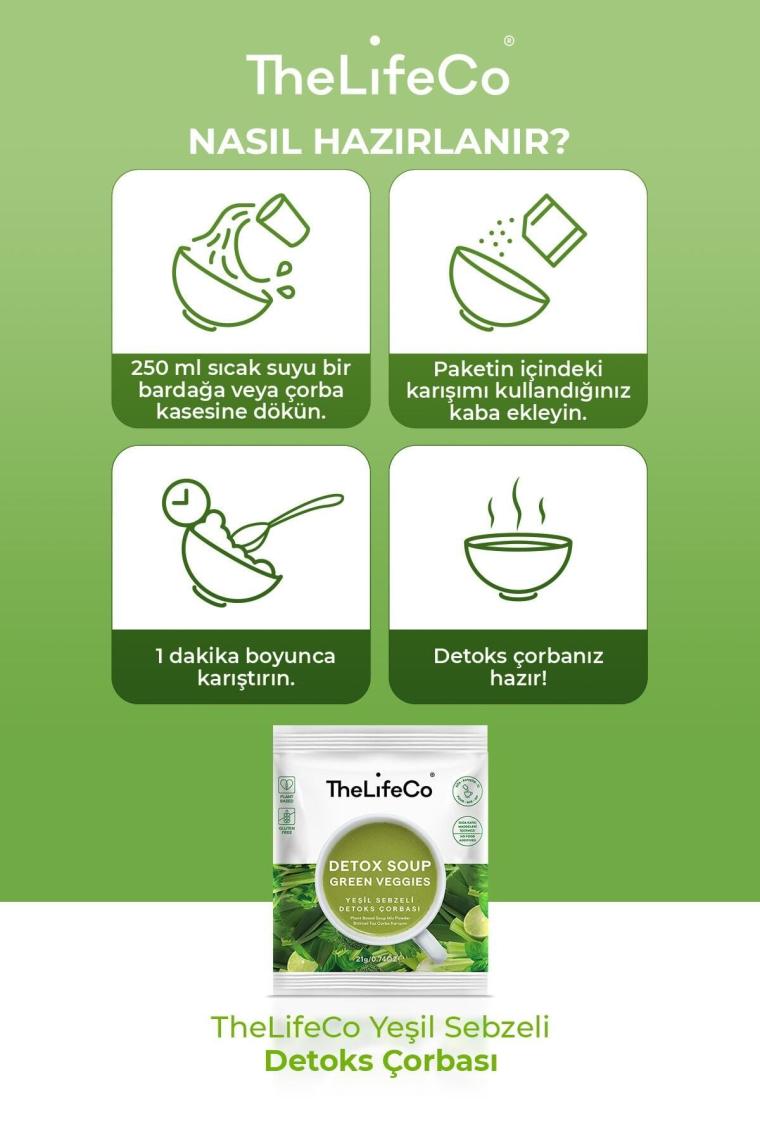 Katkısız Yeşil Sebzeli Detoks Çorbası Karışımı 21 G - 12’li Kutu (DÜŞÜK KALORİLİ, VEGAN, GLUTENSİZ)