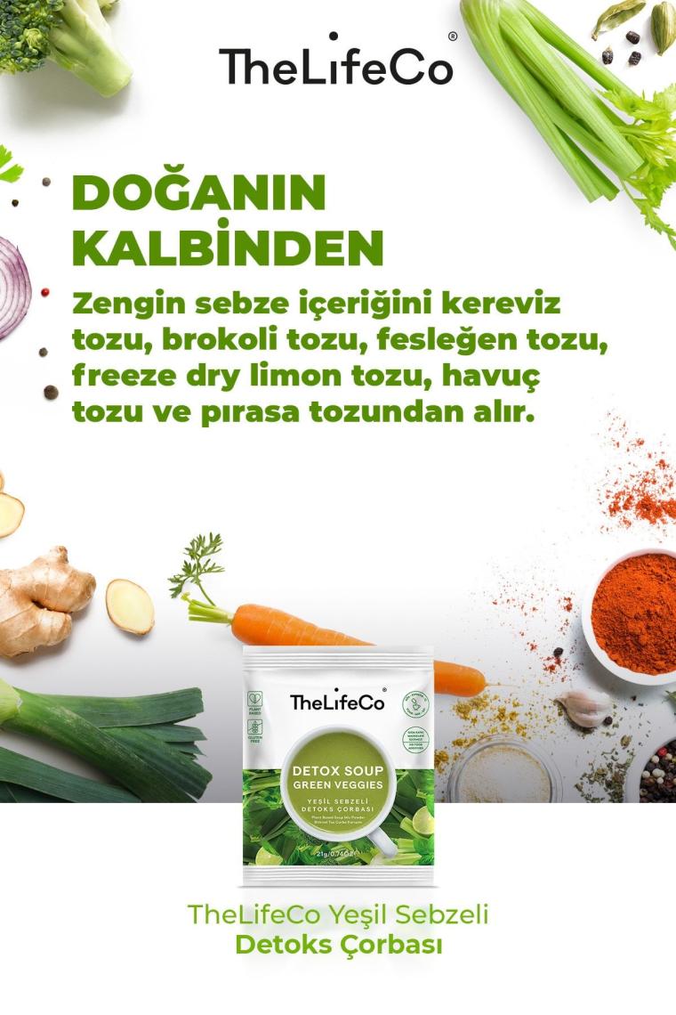 Katkısız Yeşil Sebzeli Detoks Çorbası Karışımı 21 G (DÜŞÜK KALORİLİ, VEGAN, GLUTENSİZ)