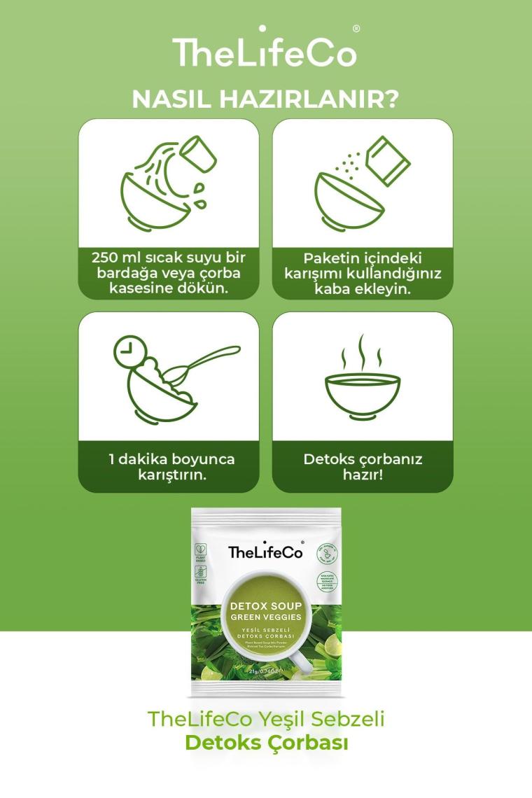 Katkısız Yeşil Sebzeli Detoks Çorbası Karışımı 21 G (DÜŞÜK KALORİLİ, VEGAN, GLUTENSİZ)