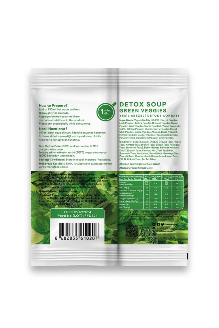 Katkısız Yeşil Sebzeli Detoks Çorbası Karışımı 21 G (DÜŞÜK KALORİLİ, VEGAN, GLUTENSİZ)
