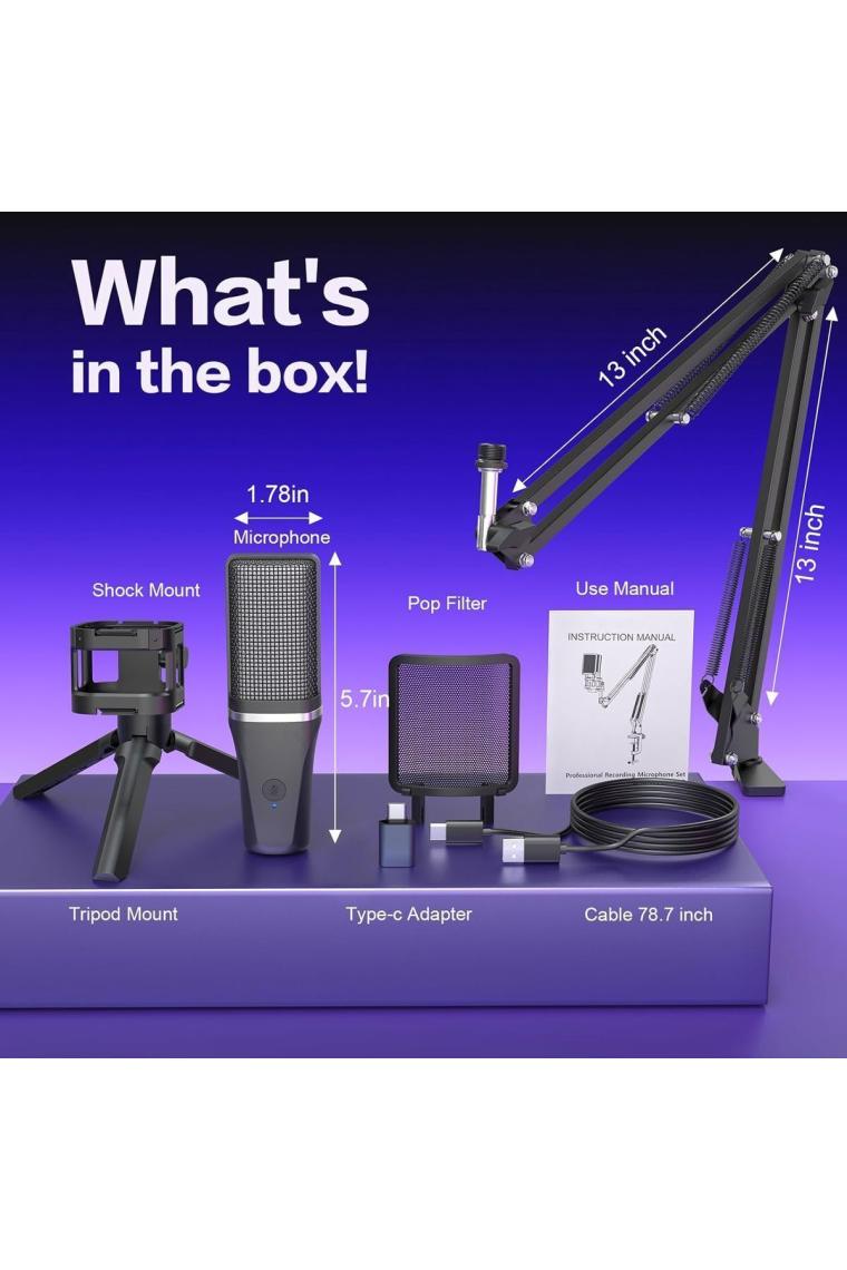 CoverZone Zealsound Podcast Rgb Mikrofon Kiti Twitch Youtuber ve Canlı Yayın için özel Mikrofon A68S