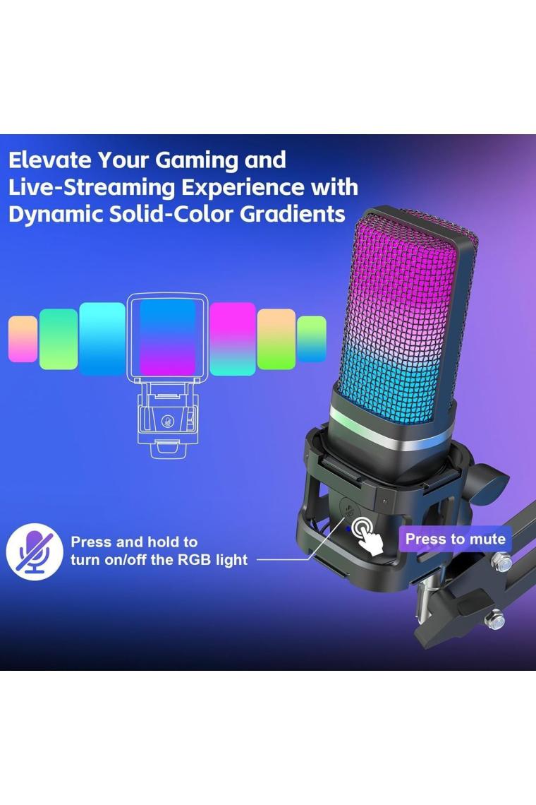 CoverZone Zealsound Podcast Rgb Mikrofon Kiti Twitch Youtuber ve Canlı Yayın için özel Mikrofon A68S