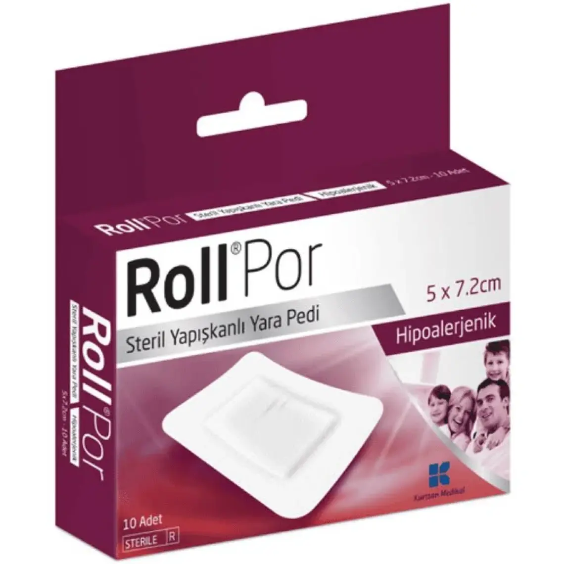 Roll Por 5X7.2 CM Steril Yapışkanlı Yara Pedi 10 Adet