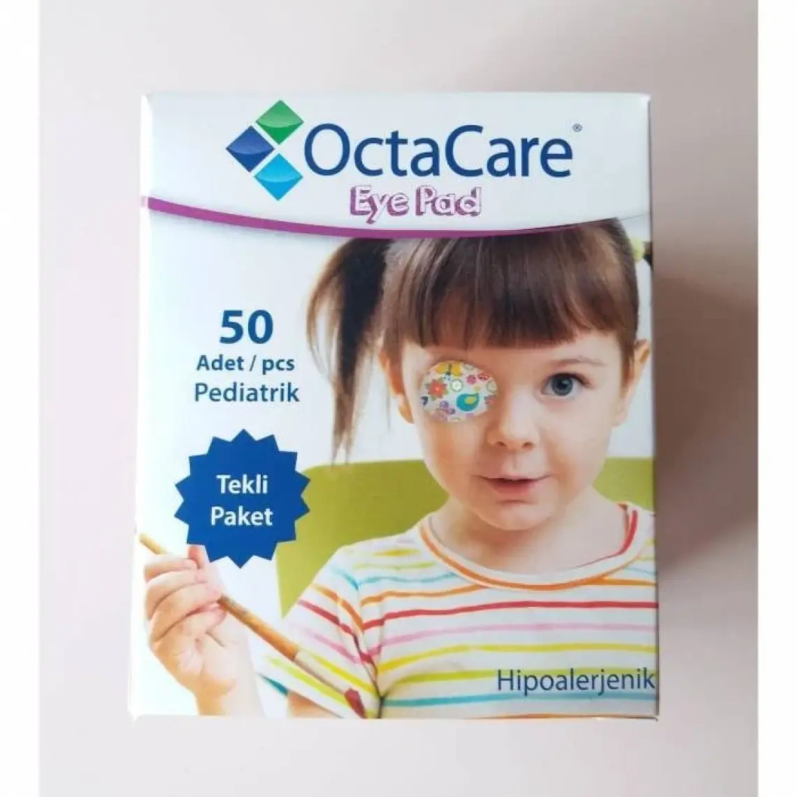 Octacare Kız  Çocuk Göz Kapama Bandı - 5cmx6,2cm -50 Li Paket