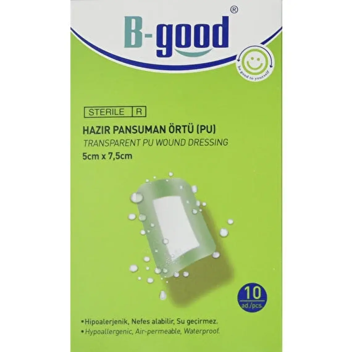 B-Good Şeffaf Yara Örtüsü 5X7.5 cm 10lu Hazır Pansuman Örtü