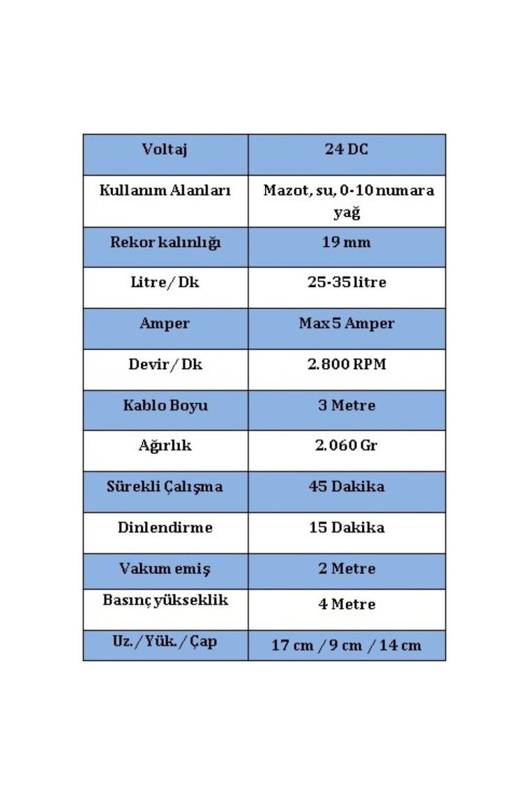Düzey 3/4 Çıkışlı Dıştan Mazot ve Sıvı Aktarım Pompası 24 Volt