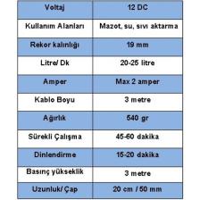 Düzey Dalgıç Mazot Pompası 12 Volt Büyük