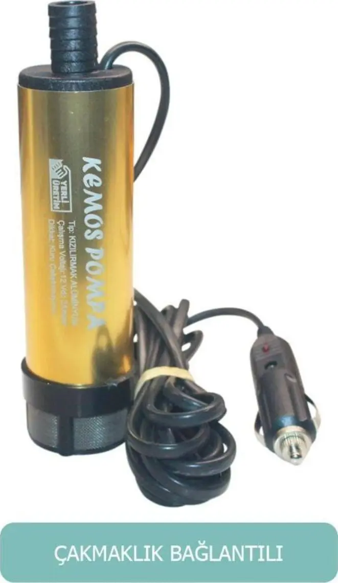 Kemos Kızılırmak 12 Volt Dalgıç Tipi Sıvı Aktarma Pompası(Filtreli + Çakmaklık)