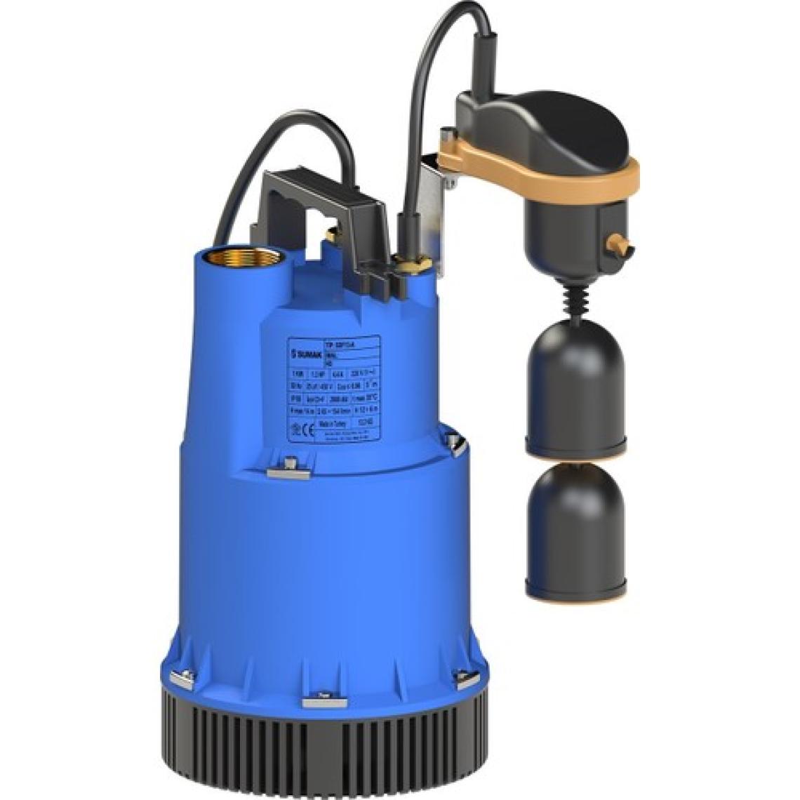 Sumak SDF13A 1 kw 1.3 HP 2900 D/D 220/230 volt Monofaze Asansör Flatörlü Drenaj Dalgıç Pompası (10 m Kablo+A.Flatörlü)