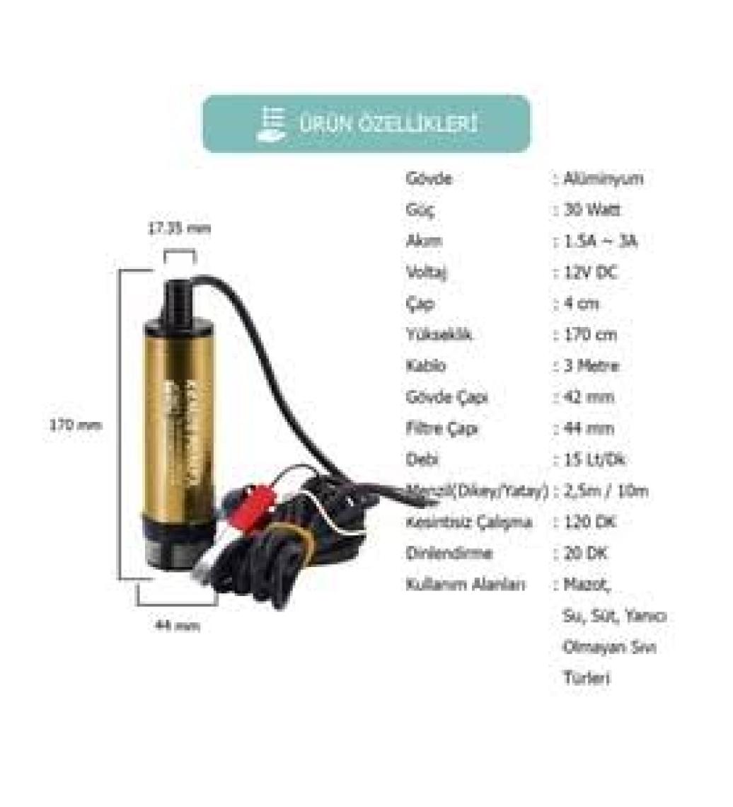 Kemos Kızılırmak Alüminyum Gövde 12V Mazot Pompası