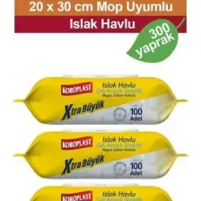Koroplast 100'LÜ Çok Amaçlı Islak Temizlik Havlusu Beyaz Sabun Kokulu (Extra Büyük Boy, Mop Uyumlu)