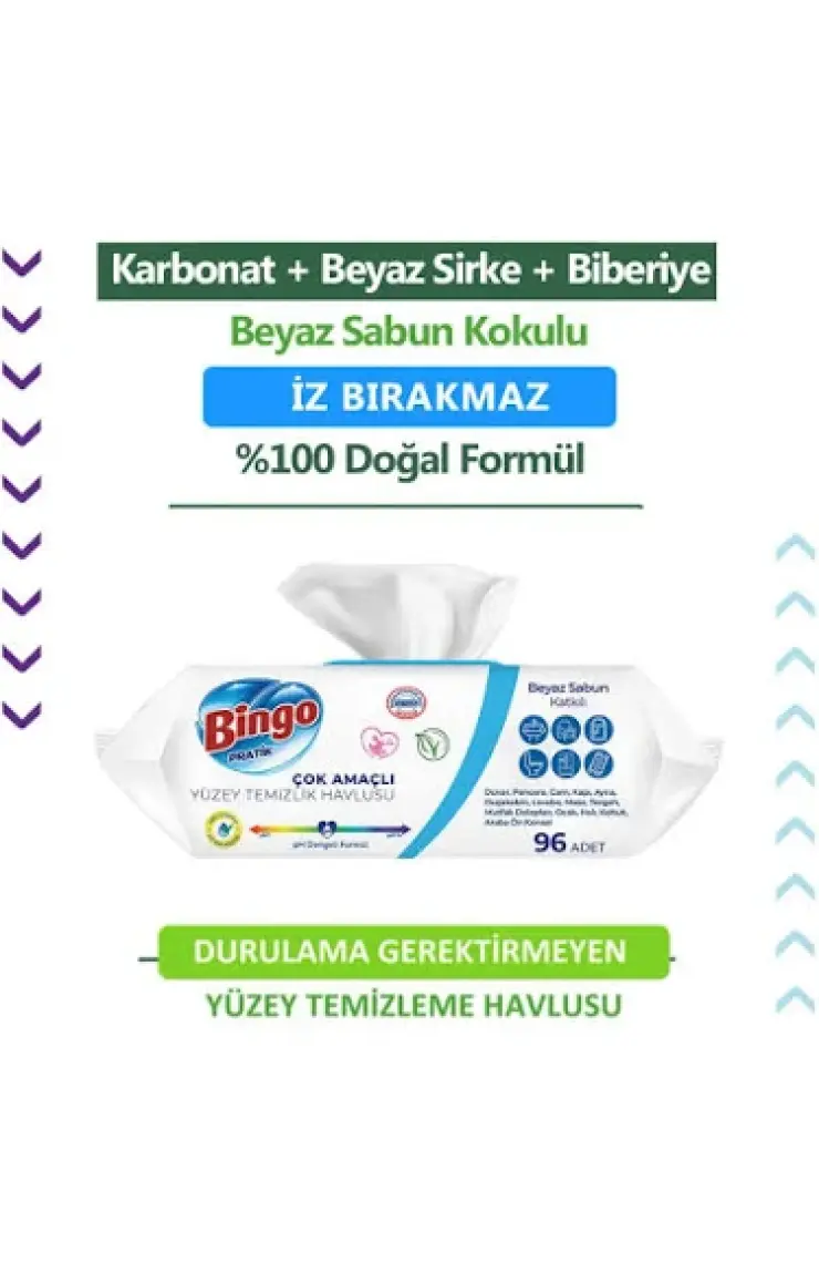 Bingo Yüzey Havlusu Beyaz Sabun 96'lı