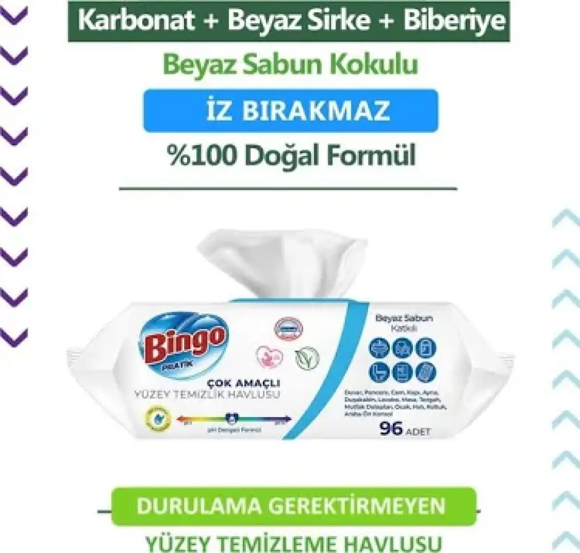 Bingo Yüzey Havlusu Beyaz Sabun 96'lı