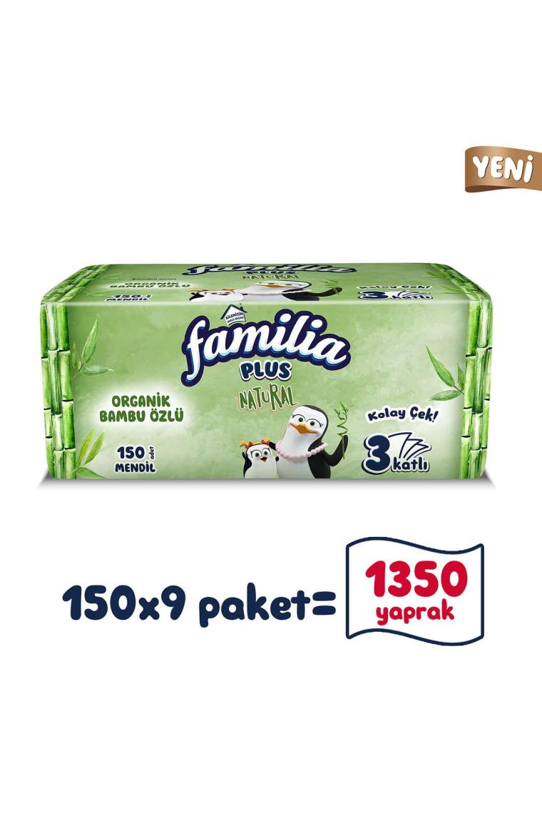 Familia Plus Natural Çek Al Mendil 150LI (9 Paket x 150 Yaprak)