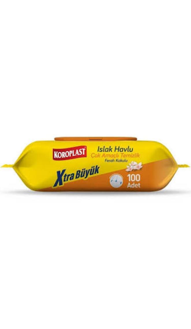 Koroplast 100'LÜ Çok Amaçlı Islak Temizlik Havlusu Ferah Kokulu (Extra Büyük Boy, Mop Uyumlu)